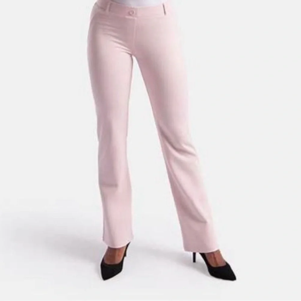 Betabrand Women’s Pale‎ Blush Pink Straight Leg Yoga Stretch Dress Fit Pants